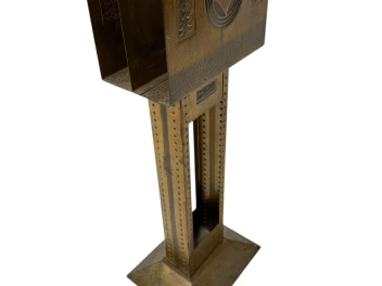 Vienna Secession Patinated Brass Magazine Rack, 1900s